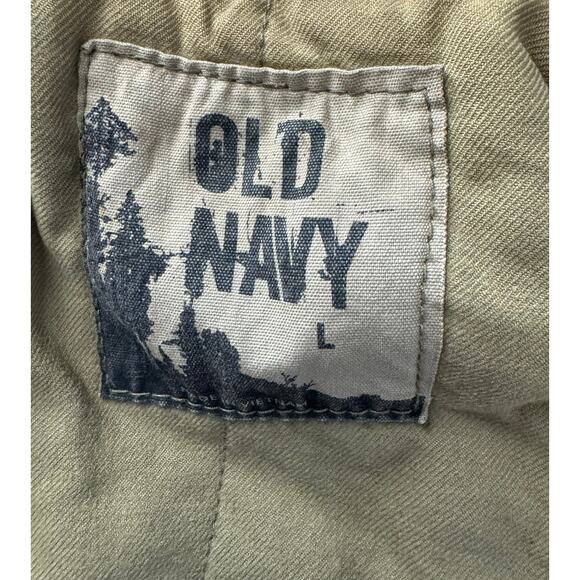 Vintage y2K Detroit Style Old Navy Jacket Mens L Tan Beige Chore Canvas Lined - Picture 9 of 11